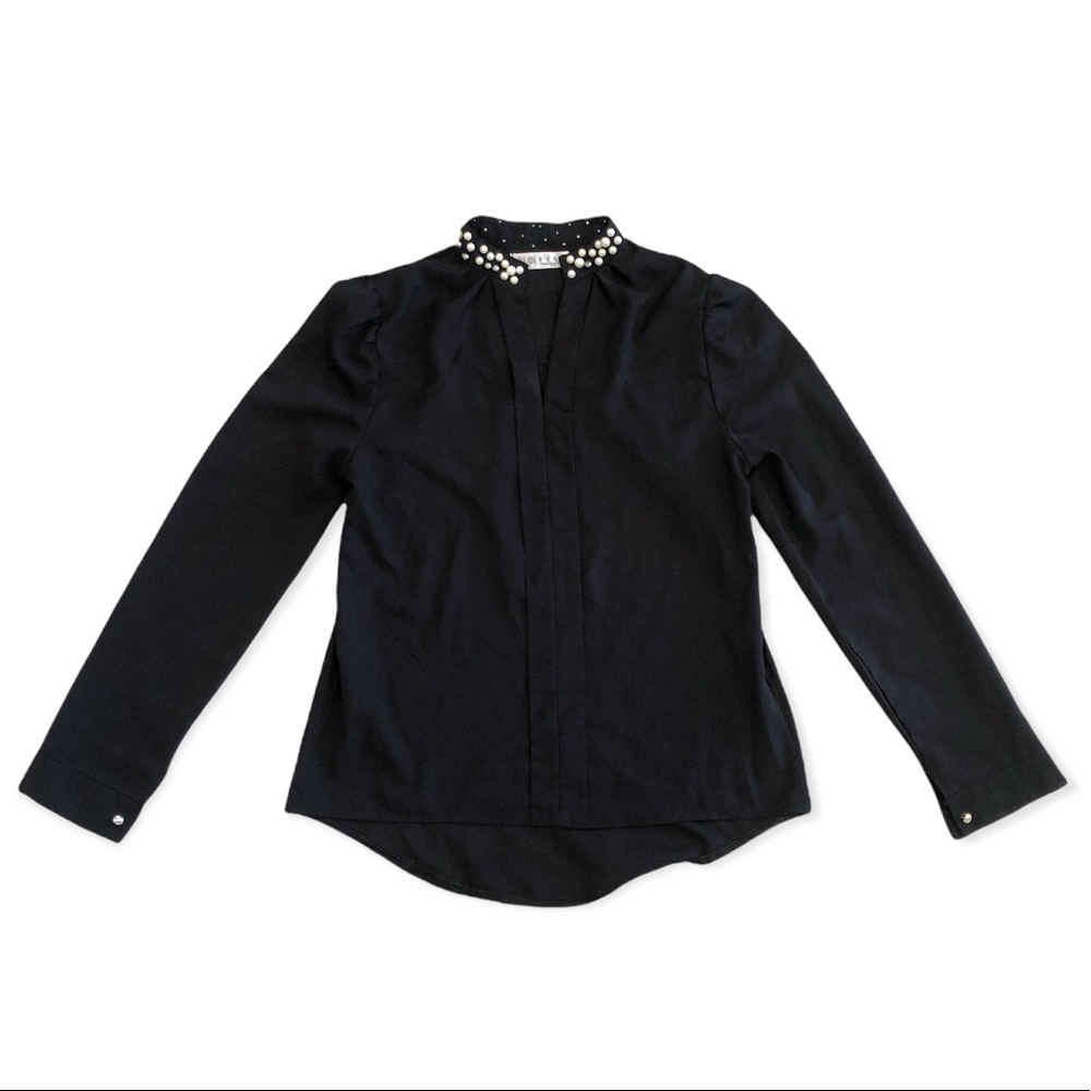 Black Blouse with Pearl Details - Bought in Korea